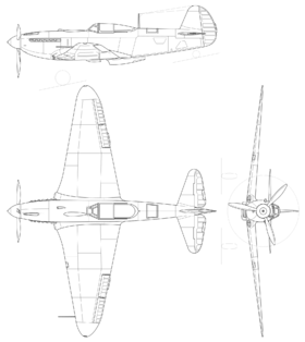 Yakovlev Yak-9P 3-view line drawing.png