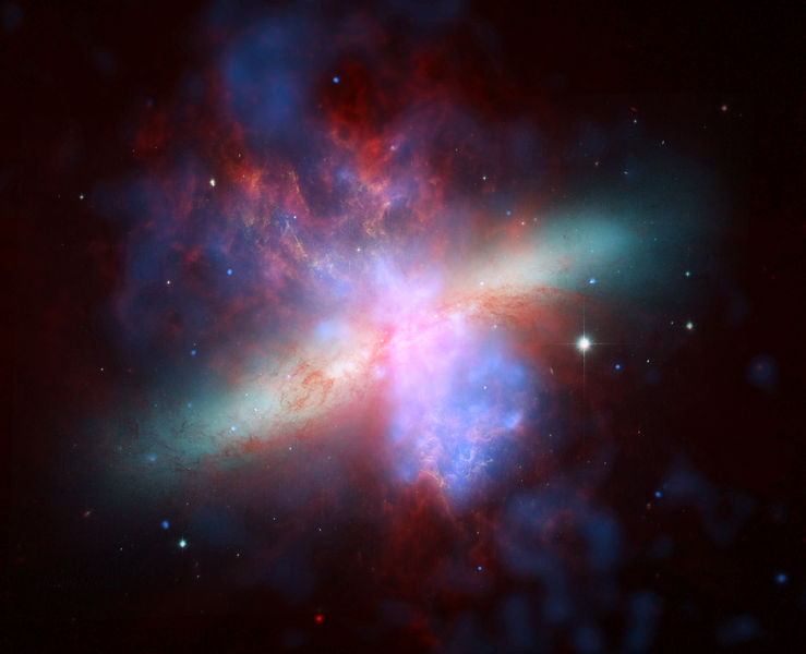 Soubor:M82 Chandra HST Spitzer.jpg