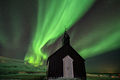 Northern Lights over Black church at Budir, Iceland-Flickr.jpg