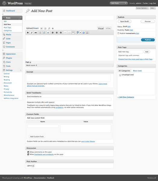 Soubor:WordPress Administration 2.8.png