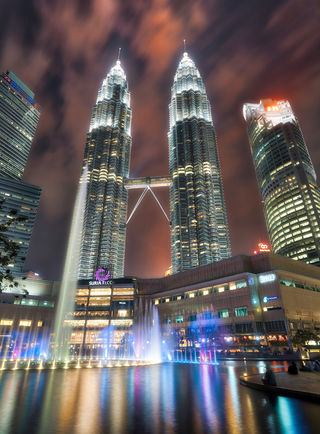 The Petronas Towers are twin skyscrapers in Kuala Lumpur, Malaysia